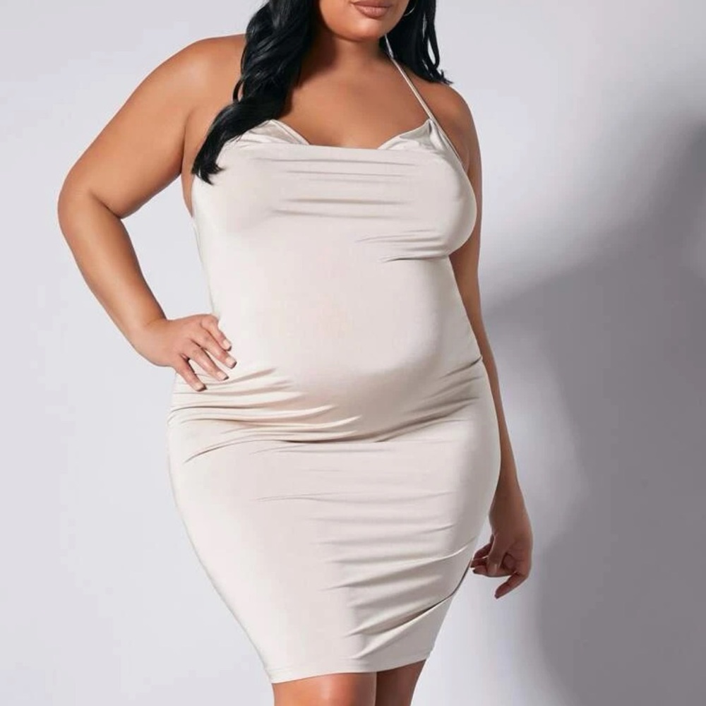 Silky cream dress.